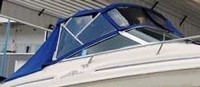 Photo of Sea Ray 215 Express Cruiser, 2000: Bimini Top, Front Visor, Side Curtains Bimini Aft Curtain, viewed from Starboard Front 