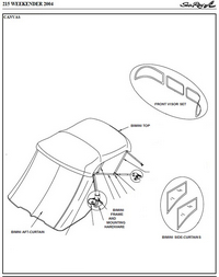 Sea Ray® 215 Weekender Bimini-Top-Canvas-Zippered-Seamark-OEM-G2™ Factory Bimini Replacement CANVAS (NO frame) with Zippers for OEM front Visor and Curtains (Not included), OEM (Original Equipment Manufacturer)