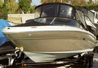 Sea Ray® 220 Select Bimini-Visor-Curtains-Seamark-SET-OEM-G6™ Factory 4 item (4-8 pieces) 4-sided enclosure replacement canvas set: Bimini Top canvas (No Frame or Boot Cover), front window Connector panel(s), Bimini Side Curtains (pair) and Bimini Aft Curtain, factory OEM (Original Equipment Manufacturer)