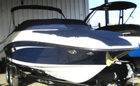 Photo of Sea Ray 220 Sundeck IO, 2014: Bimini Top in Boot, Bow Cover Cockpit Cover, viewed from Starboard Front 
