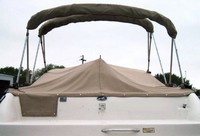 Photo of Sea Ray 225 Weekender, 2001: Bimini Top in Boot, Camper Top in Boot, Cockpit Cover with Bimini and Camper Cusouts, Toast Tweed Sunbrella, Rear 