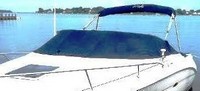 Photo of Sea Ray 225 Weekender, 2005: Bimini Top, Bimini Boot, Cockpit Cover, viewed from Port Bow 