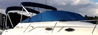 Photo of Sea Ray 240 Sundancer, 1998: Cockpit Cover, Bimini Top in Boot, Camper Top in Boot, viewed from Starboard Front 