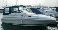 Photo of Sea Ray 240 Sundancer, 1999: Bimini Top, Visor, Side Curtains, Camper Top, Camper Side and Aft Curtains, viewed from Starboard Side 
