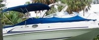 Sea Ray® 240 Sundeck Bimini-Top-Canvas-Frame-Zippered-Seamark-OEM-G4™ Factory BIMINI-TOP CANVAS on FRAME with Zippers for OEM front Visor and Curtains (not included) with Mounting Hardware (no boot cover) (this Bimini-Top may have been SeaMark(r) vinyl-lined Sunbrella(r) prior to 2008 through 2018, now they are Sunbrella(r) to avoid mold issues), OEM (Original Equipment Manufacturer)