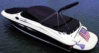 Photo of Sea Ray 240 Sundeck, 2007: Bimini Top in Boot, Bow Cover Cockpit Cover, viewed from Port Rear 