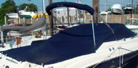Sea Ray® 250 Amberjack Cockpit-Cover-Bimini-Cutouts-OEM-G3.5™ Factory Snap-On COCKPIT COVER with Cutouts (openings) for Bimini-Top (the Bimini-Top stands above the windshield) Frame (only), Adjustable Support Pole(s) and reinforced Snap(s) or Grommet(s) inside Cover for Tip of Pole(s), OEM (Original Equipment Manufacturer)