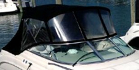 Sea Ray® 250 Amberjack Bimini-Top-Canvas-Frame-Zippered-Seamark-OEM-G3™ Factory BIMINI-TOP CANVAS on FRAME with Zippers for OEM front Visor and Curtains (not included) with Mounting Hardware (no boot cover) (this Bimini-Top may have been SeaMark(r) vinyl-lined Sunbrella(r) prior to 2008 through 2018, now they are Sunbrella(r) to avoid mold issues), OEM (Original Equipment Manufacturer)