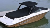 Photo of Sea Ray 250 SLX Aluminum Folding Tower, 2013: Tower Bimini Top, Bow Cover Cockpit Cover to Top of WindShield, viewed from Starboard Rear 