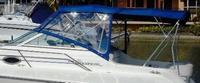 Sea Ray® 250 Sundancer Bimini-Visor-OEM-G1.5™ Factory Front VISOR Eisenglass Window Set (typ. 3 front panels, but 1 or 2 on some boats) zips between front of OEM Bimini-Top (not included) and Windshield (NO Side-Curtains, sold separately), OEM (Original Equipment Manufacturer)