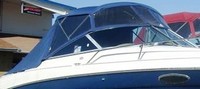 Photo of Sea Ray 260 Overnighter, 1999: Bmini Top, Visor, Side Curtains Bimini Aft Curtain, viewed from Starboard Front 
