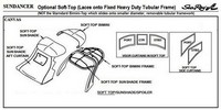 Photo of Sea Ray 260 Sundancer Arch Soft Top, 2008: 1 parts manual Canvas drawing, Bimini Top, Bimini Visor, Bimini Side Curtains, Sunshade Top, Sunshade Aft Enclosure Curtain 