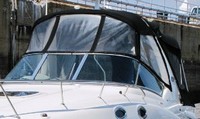 Sea Ray® 260 Sundancer Arch Bimini-Visor-OEM-G3.2™ Factory Front VISOR Eisenglass Window Set (typ. 3 front panels, but 1 or 2 on some boats) zips between front of OEM Bimini-Top (not included) and Windshield (NO Side-Curtains, sold separately), OEM (Original Equipment Manufacturer)