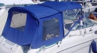 Sea Ray® 260 Sundancer No Arch Bimini-Top-Canvas-Zippered-Seamark-OEM-G3.5™ Factory Bimini Replacement CANVAS (NO frame) with Zippers for OEM front Visor and Curtains (Not included), OEM (Original Equipment Manufacturer)