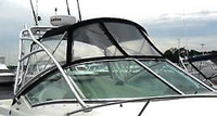 Sea Ray® 270 Amberjack Std Top Bimini-Top-Canvas-Frame-Zippered-Seamark-OEM-G2™ Factory BIMINI-TOP CANVAS on FRAME with Zippers for OEM front Visor and Curtains (not included) with Mounting Hardware (no boot cover) (this Bimini-Top may have been SeaMark(r) vinyl-lined Sunbrella(r) prior to 2008 through 2018, now they are Sunbrella(r) to avoid mold issues), OEM (Original Equipment Manufacturer)