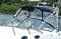 Sea Ray® 270 Amberjack Bimini-Visor-OEM-G2.2™ Factory Front VISOR Eisenglass Window Set (typ. 3 front panels, but 1 or 2 on some boats) zips between front of OEM Bimini-Top (not included) and Windshield (NO Side-Curtains, sold separately), OEM (Original Equipment Manufacturer)