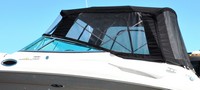 Photo of Sea Ray 270 Sundeck No Tower, 2007: Bimini, Front Visor, Side Curtains, Aft Curtain, viewed from Port Rear 