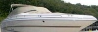 Sea Ray® 280 Bowrider No Arch Bimini-Top-Canvas-Frame-Zippered-Seamark-OEM-G4™ Factory BIMINI-TOP CANVAS on FRAME with Zippers for OEM front Visor and Curtains (not included) with Mounting Hardware (no boot cover) (this Bimini-Top may have been SeaMark(r) vinyl-lined Sunbrella(r) prior to 2008 through 2018, now they are Sunbrella(r) to avoid mold issues), OEM (Original Equipment Manufacturer)