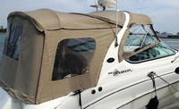 Sea Ray® 280 Sundancer Sunshade-Top-Canvas-Seamark-OEM-G7™ Factory SUNSHADE CANVAS (no frame) for OEM Sunshade Top mounted off Back of the factory Radar Arch, with zippers for OEM Sunshade Aft Enclosure Curtains (not included), OEM (Original Equipment Manufacturer) (Sunshade-Tops may have been SeaMark(r) vinyl-lined Sunbrella(r) prior to 2008 through 2018, now they are Sunbrella(r) to avoid mold issues)