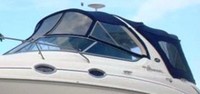 Sea Ray® 280 Sundancer Bimini-Top-Canvas-Frame-Zippered-Seamark-OEM-G2™ Factory BIMINI-TOP CANVAS on FRAME with Zippers for OEM front Visor and Curtains (not included) with Mounting Hardware (no boot cover) (this Bimini-Top may have been SeaMark(r) vinyl-lined Sunbrella(r) prior to 2008 through 2018, now they are Sunbrella(r) to avoid mold issues), OEM (Original Equipment Manufacturer)