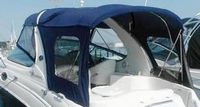 Sea Ray® 280 Sundancer Camper-Top-Aft-Curtain-OEM-G4.5™ Factory Camper AFT CURTAIN with clear Eisenglass windows zips to back of OEM Camper Top and Side Curtains (not included) and connects to Transom, OEM (Original Equipment Manufacturer)