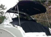 Sea Ray® 280 Sundancer Cockpit-Cover-To-Windshield-Bimini-Cutouts-OEM-G3.5™ Factory Snap-On COCKPIT COVER To Top of Windshield (Not OVER the W/S) with Cutouts (openings) for Bimini-Top Frame (only, Not Included), Adjustable Support Pole(s) and reinforced Snap(s) or Grommet(s) inside Cover for Tip of Pole(s), OEM (Original Equipment Manufacturer)