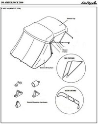 Photo of Sea Ray 290 Amberjack Arch, 2000: 1 parts manual Canvas drawing, Bimini Top, Bimini Visor, Bimini, Side and Aft Curtains 
