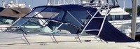Sea Ray® 290 Amberjack Arch Bimini-Top-Canvas-Frame-Zippered-Seamark-OEM-G5™ Factory BIMINI-TOP CANVAS on FRAME with Zippers for OEM front Visor and Curtains (not included) with Mounting Hardware (no boot cover) (this Bimini-Top may have been SeaMark(r) vinyl-lined Sunbrella(r) prior to 2008 through 2018, now they are Sunbrella(r) to avoid mold issues), OEM (Original Equipment Manufacturer)