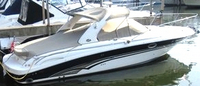 Photo of Sea Ray 290 Sun Sport Arch, 2002: Bimini Top, Sunshade Top, Cockpit Cover, viewed from Starboard Side 