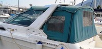 Sea Ray® 290 Sundancer Arch Camper-Top-Aft-Curtain-OEM-G0.5™ Factory Camper AFT CURTAIN with clear Eisenglass windows zips to back of OEM Camper Top and Side Curtains (not included) and connects to Transom, OEM (Original Equipment Manufacturer)