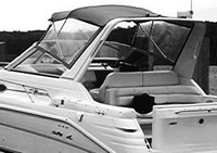 Photo of Sea Ray 290 Sundancer, 1996: Bimini Top, Front Visor, Side Curtains, viewed from Port Rear 