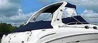 Sea Ray® 300 Sundancer Bimini-Top-Canvas-Frame-Zippered-Seamark-OEM-G2™ Factory BIMINI-TOP CANVAS on FRAME with Zippers for OEM front Visor and Curtains (not included) with Mounting Hardware (no boot cover) (this Bimini-Top may have been SeaMark(r) vinyl-lined Sunbrella(r) prior to 2008 through 2018, now they are Sunbrella(r) to avoid mold issues), OEM (Original Equipment Manufacturer)