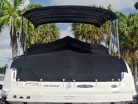 Sea Ray® 300 Sundeck NO Tower Camper-Top-Aft-Curtain-OEM-G5.5™ Factory Camper AFT CURTAIN with clear Eisenglass windows zips to back of OEM Camper Top and Side Curtains (not included) and connects to Transom, OEM (Original Equipment Manufacturer)