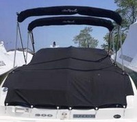 Sea Ray® 300 Sundeck NO Tower Cockpit-Cover-OEM-G2.5™ Factory Snap-On COCKPIT-COVER with Adjustable Support Pole(s) fitting into reinforced Snap(s) or Grommet(s), OEM (Original Equipment Manufacturer)