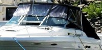 Sea Ray® 300 Weekender Bimini-Top-Canvas-Frame-Zippered-Seamark-OEM-G4™ Factory BIMINI-TOP CANVAS on FRAME with Zippers for OEM front Visor and Curtains (not included) with Mounting Hardware (no boot cover) (this Bimini-Top may have been SeaMark(r) vinyl-lined Sunbrella(r) prior to 2008 through 2018, now they are Sunbrella(r) to avoid mold issues), OEM (Original Equipment Manufacturer)