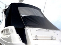 Sea Ray® 310 Sundancer Sunshade-Top-Canvas-Seamark-OEM-G6.7™ Factory SUNSHADE CANVAS (no frame) for OEM Sunshade Top mounted off Back of the factory Radar Arch, with zippers for OEM Sunshade Aft Enclosure Curtains (not included), OEM (Original Equipment Manufacturer) (Sunshade-Tops may have been SeaMark(r) vinyl-lined Sunbrella(r) prior to 2008 through 2018, now they are Sunbrella(r) to avoid mold issues)