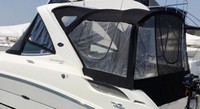 Sea Ray® 310 Sundancer Camper-Top-Aft-Curtain-OEM-G8™ Factory Camper AFT CURTAIN with clear Eisenglass windows zips to back of OEM Camper Top and Side Curtains (not included) and connects to Transom, OEM (Original Equipment Manufacturer)