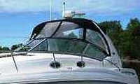 Sea Ray® 320 Sundancer Bimini-Visor-OEM-G2.7™ Factory Front VISOR Eisenglass Window Set (typ. 3 front panels, but 1 or 2 on some boats) zips between front of OEM Bimini-Top (not included) and Windshield (NO Side-Curtains, sold separately), OEM (Original Equipment Manufacturer)