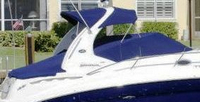 Sea Ray® 320 Sundancer Cockpit-Cover-OEM-G6™ Factory Snap-On COCKPIT-COVER with Adjustable Support Pole(s) fitting into reinforced Snap(s) or Grommet(s), OEM (Original Equipment Manufacturer)