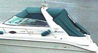 Photo of Sea Ray 330 Sundancer, 1995: Bimini Top, Bimini Visor, Bimini Side Curtains, Sunshade, Sunshade Enclosure Curtains, viewed from Port 