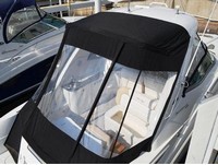 Photo of Sea Ray 330 Sundancer, 2013: Hard-Top, Visor, Side Curtains, Sunshade Top Aft Enclosure Curtains, viewed from Starboard Rear, Above 