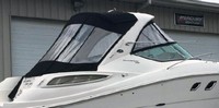 Photo of Sea Ray 330 Sundancer, 2013: Hard-Top, Visor, Side Curtains, Sunshade Top Aft Enclosure Curtains, viewed from Starboard Rear 