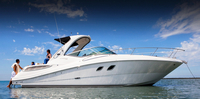 Photo of Sea Ray 330 Sundancer, 2013: Sunshade, viewed from Starboard (Factory OEM website photo) 