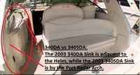 Photo of Sea Ray 340 Sundancer DA, 2003: 340DA does NOT have a Sink on, viewed from Port Side while 340SDA does 