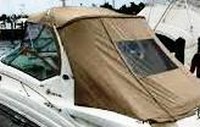 Sea Ray® 340 Sundancer DA Bimini-Top-Canvas-Frame-Zippered-Seamark-OEM-G2™ Factory BIMINI-TOP CANVAS on FRAME with Zippers for OEM front Visor and Curtains (not included) with Mounting Hardware (no boot cover) (this Bimini-Top may have been SeaMark(r) vinyl-lined Sunbrella(r) prior to 2008 through 2018, now they are Sunbrella(r) to avoid mold issues), OEM (Original Equipment Manufacturer)