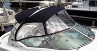 Sea Ray® 340 Sundancer Bimini-Visor-OEM-G3.2™ Factory Front VISOR Eisenglass Window Set (typ. 3 front panels, but 1 or 2 on some boats) zips between front of OEM Bimini-Top (not included) and Windshield (NO Side-Curtains, sold separately), OEM (Original Equipment Manufacturer)