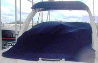Sea Ray® 340 Sundancer Bimini-Top-Canvas-Frame-Zippered-Seamark-OEM-G3™ Factory BIMINI-TOP CANVAS on FRAME with Zippers for OEM front Visor and Curtains (not included) with Mounting Hardware (no boot cover) (this Bimini-Top may have been SeaMark(r) vinyl-lined Sunbrella(r) prior to 2008 through 2018, now they are Sunbrella(r) to avoid mold issues), OEM (Original Equipment Manufacturer)