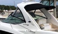 Photo of Sea Ray 350 Sundancer, 2012: Hard-Top, Front Visor, Side Curtains, Sunshade Top, viewed from Port Rear 