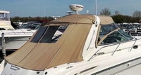 Photo of Sea Ray 410 Express Cruiser, 2000: Bimini Top, Visor, Side Curtains, Sunshade Top Sishafe Aft Curtains, viewed from Starboard Rear 