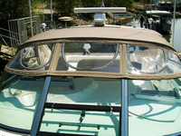 Sea Ray® 450 Sundancer Bimini-Visors-Strata-OEM-B3™ Factory Front VISOR Strataglass(r) Window Set (typically 3 front panels) for OEM Bimini-Top (not included) to Windshield, OEM (Original Equipment Manufacturer)